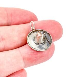 Vintage Sterling Silver 925 3D Sombrero Hat Charm Pendant